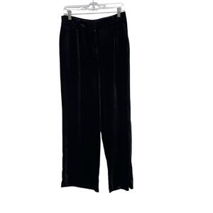 Loft The Peyton Velour Wide Leg Trousers Black Pockets Career Party Womens 4